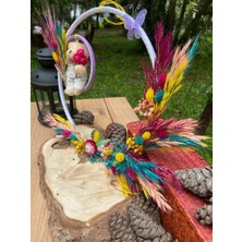 Eloza Floral Art Kuru Çiçeklerle Tasarlanmış Ayıcıklı Kapı Süsü