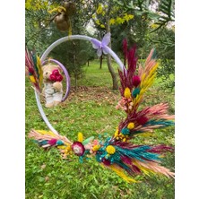 Eloza Floral Art Kuru Çiçeklerle Tasarlanmış Ayıcıklı Kapı Süsü