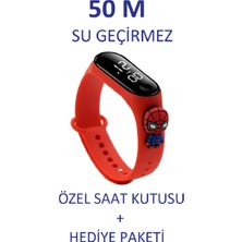 Schulzz Spiderman Örümcek Karakter Figürlü Yeni Model Su Geçirmez LED Ekran Çocuk Saati Kutulu Hediyelik