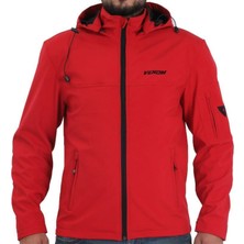 Venom Ceket Jaws Kapşonlu Soft Shell Motosiklet Montu Kırmızı - Xl