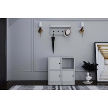 Nettrends Duvar Raflı Askılıklı Üç Kapaklı Beyaz Portmanto Çıtasız PRT-1072-Ç