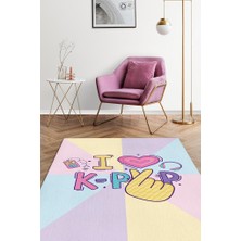 Homshtag Renkli K-pop Çok Renkli Halı Modern Genç Odası Halısı Dokuma Tabanlı Kpop Sever Halısı