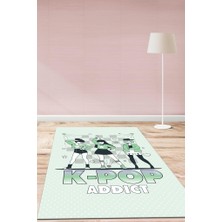 Homshtag K-pop Bağımlısı Pamuklu Dokuma Tabanlı Yıkanabilir Kaymaz Dekoratif Halı