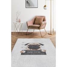 Homshtag Kötü Köpek Gri Renkli Halı Sade Halı Esprili Genç Odası Halısı Köpek Sever Halısı