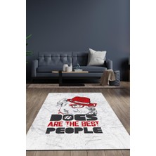 Homshtag En İyisi Köpekler Pamuk Tabanlı Gri Renkli Halı Esprili Genç Odası Halısı Köpek Sever Halı