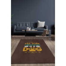 Homshtag Ruh Eşim Köpek Kahverengi Sade Oturma Odası Halısı Yazılı Genç Odası Halısı Köpekli Halı