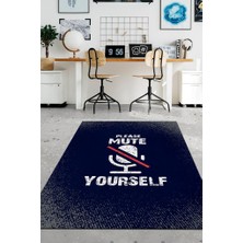 Homshtag Lacivert Halı Gölgeli Ofis Halısı Düz Renkli Ofis Halısı Yazılı Home Office Halısı