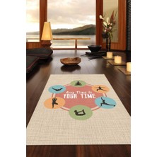 Homshtag Her Zaman Yoga Vakti Bej Renkli Yoga Sever Halısı Renkli Yoga Sever Halısı Hediyelik Halı