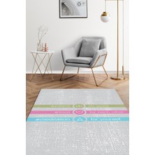 Homshtag Huzur Aşk Meditasyon Gri Halı Meditasyon Halısı Özel Tasarım Halı Hediyelik Halı