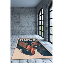 Homshtag Rock Art Müzik Halısı Çok Renkli Müzik Halısı Gitar Figürlü Modern Halı Müzisyene Hediye