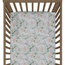 Baby Laurel Organics Pink Lilies-Lastikli Çarşaf Takımı 70X130