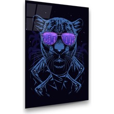 Glass Art Panter Ilüstratör Dikey Cam Tablo
