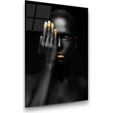 Glass Art Siyahi Kadın Dikey Cam Tablo