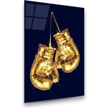 Glass Art Altın Eldivenler Dikey Cam Tablo