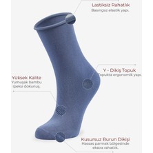Bolero Roll Top Lastiksiz Kadın Indigo Bambu Soket Çorap