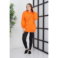 Banada Moda Kadın Line Art Baskılı Oversize Sweatshirt Oversize