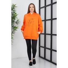 Banada Moda Kadın Line Art Baskılı Oversize Sweatshirt Oversize