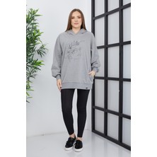 Banada Moda Kadın Line Art Baskılı Oversize Sweatshirt Oversize