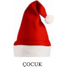 Elvin Aksesuar Çocuk Kırmızı Polar Yılbaşı Noel Baba Şapkası