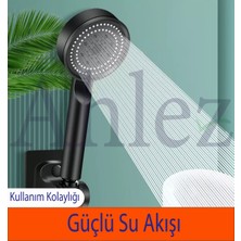 Ahlez Maxima Siyah Turbo Fan 5 Fonksiyonlu Duş Başlığı El Duşu