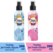 Yumoş Jet Fresh Giysi Spreyi Lilyum 200 ml + Jet Fresh Giysi Spreyi Orkide 200 ml