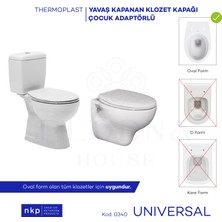 Plodna House Universal Bebek Çocuk Adaptörlü Yavaş Kapanan Klozet Kapağı Oval Form