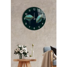Saban Çap 37cm - İki Yaprak - Dekoratif Cam Duvar Saati