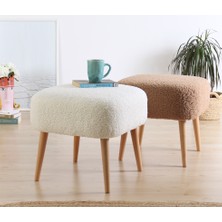 Lorence Home Lamberr Kürk Puf - Kahve