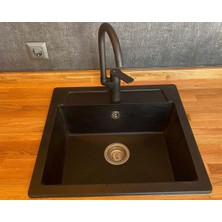 Nokta Elegance  Granit Evye Siyah Tek Gözlü Mutfak Evyesi 55 x 50 cm
