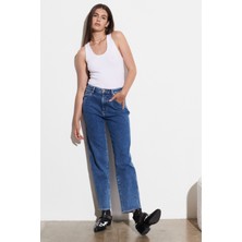 WRANGLER Kadın Mom Straight Fit Yüksek Bel Esnek Jean Kot Pantolon