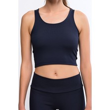 Legginup Lacivert Kadın Fitilli Crop Top - Luna