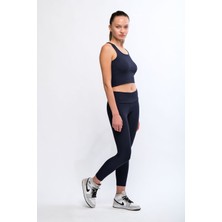 Legginup Lacivert Kadın Fitilli Crop Top - Luna