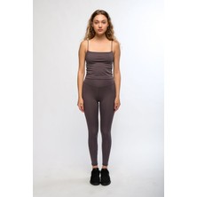 Legginup Antrasit Kadın Askılı Crop Top - Lones