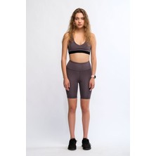Legginup Antrasit Kadın Soft Touch Biker Kısa Tayt - Pageda