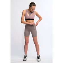 Legginup Gri Kadın Toparlayıcı Biker Kısa Tayt - Velo