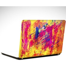 Pembe Sarı Mavi Soyut Laptop Sticker