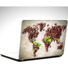 Kahve Dünya Haritası Laptop Sticker