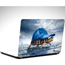 Mavi Şapkalı Kaplumbağa Laptop Sticker