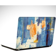 Soyut Sarı Mavi Laptop Sticker