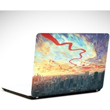 Şehir ve Renkli Gökyüzü Laptop Sticker