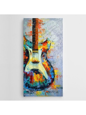 Dekolata Renkli Elektro Gitar Panoramik Kanvas Tablo