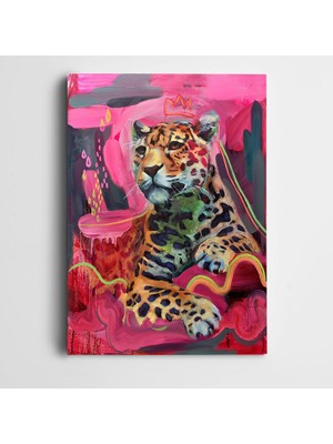 Dekolata Pembe Renkler ve Kaplan Kanvas Tablo