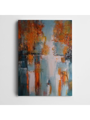 Dekolata Soyut Ağaçlar Turuncu Kanvas Tablo