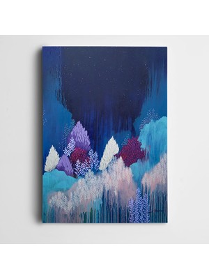 Dekolata Renkler Ağaçlar Yıldızlar Kanvas Tablo