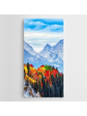 Dekolata Renkli Çam Ağaçları Kanvas Tablo