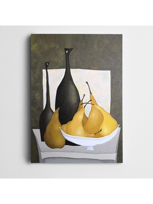 Dekolata Armut Testiler Natürmort Dekoratif Kanvas Tablo