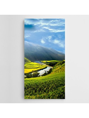Dekolata Doğa Manzara Nehir ve Yeşilova Kanvas Tablo
