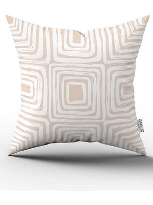 Cango Home Çift Taraflı Krem Beyaz Bohem Iskandinav Geometrik Desenli Dijital Baskılı Kırlent Kılıfı CGH1213