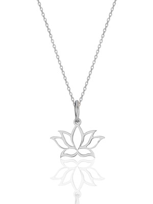 Söğütlü Silver Gümüş Rodyumlu Sonsuz Yaşamın Simgesi Lotus Çiçeği Kolye