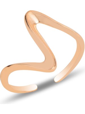 Söğütlü Silver Gümüş Rose Dalga Ayarlamalı Yüzük